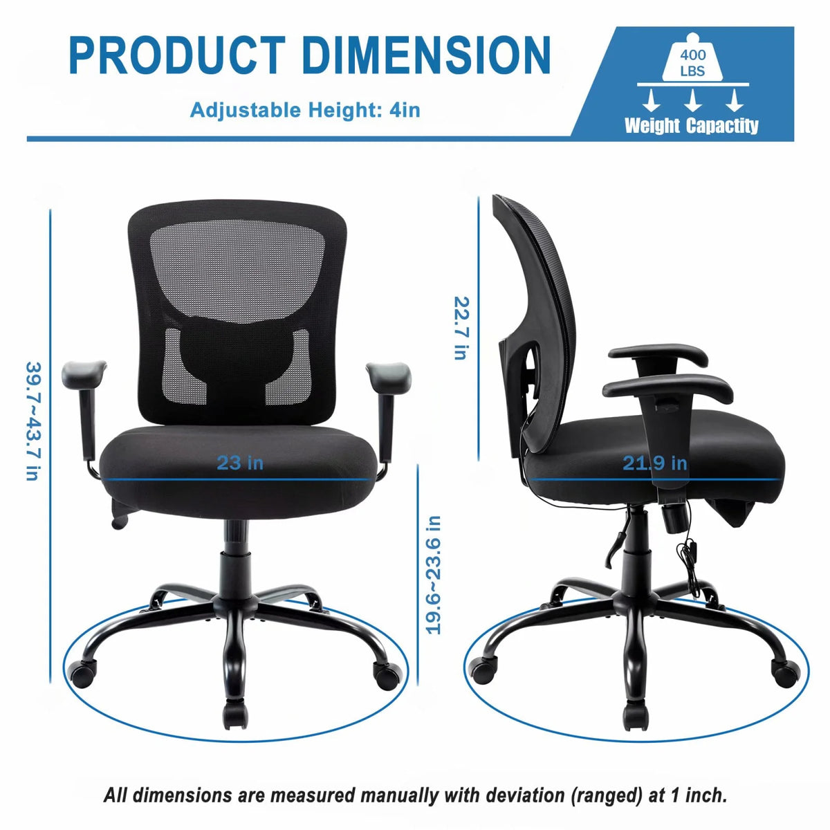 Black Ergonomic Mesh Office Chair with Arms N499889