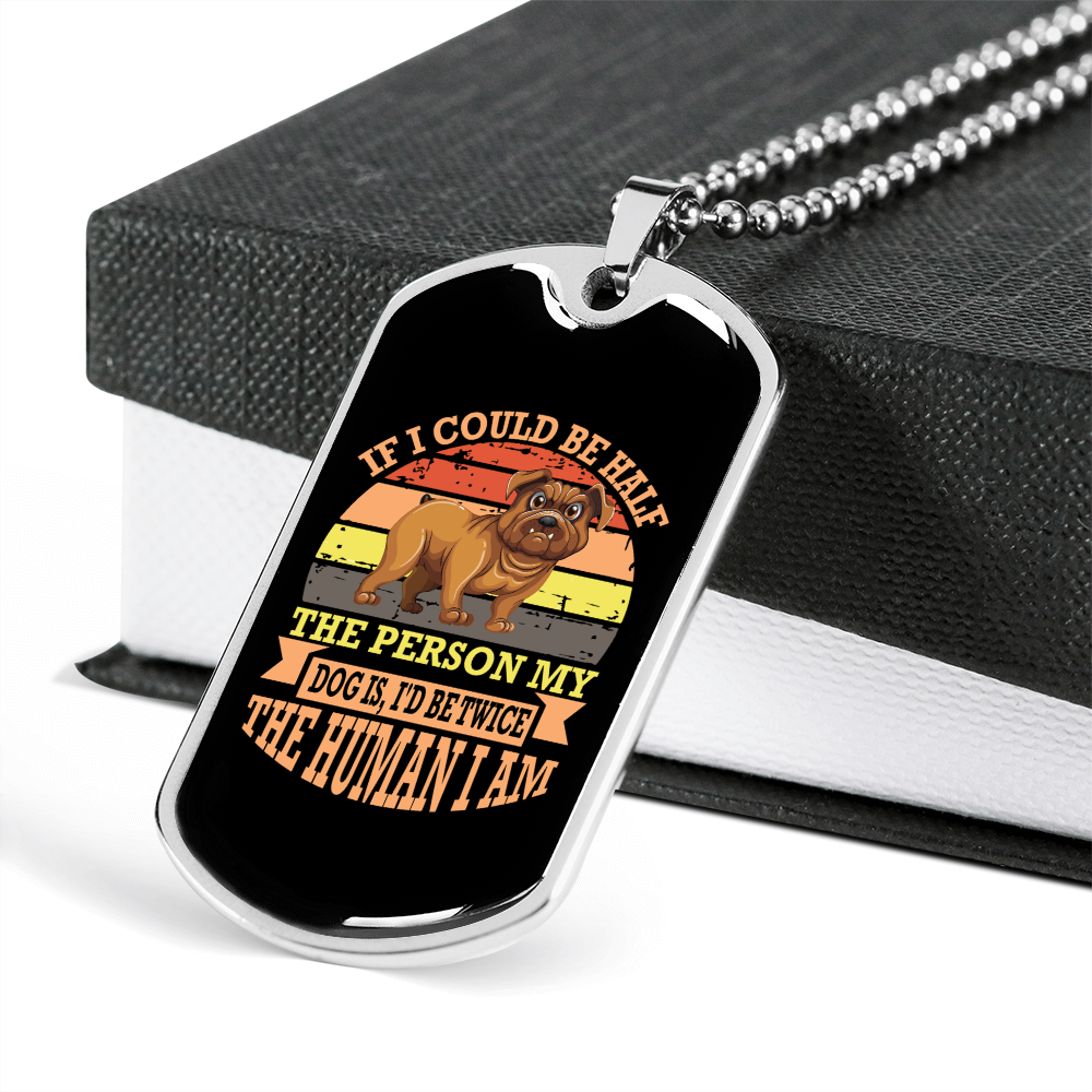 Peach Stainless Steel Dog Tag Necklace 24" Chain X20936