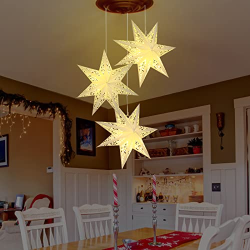 Star Paper Lanterns Lampshade with LED Light 20 Inches Warm Yellow F8750