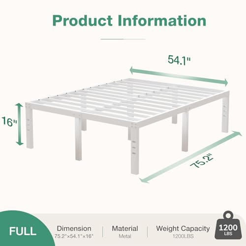 Full Size 14 Inch Metal Platform Bed Frame with Storage H78233