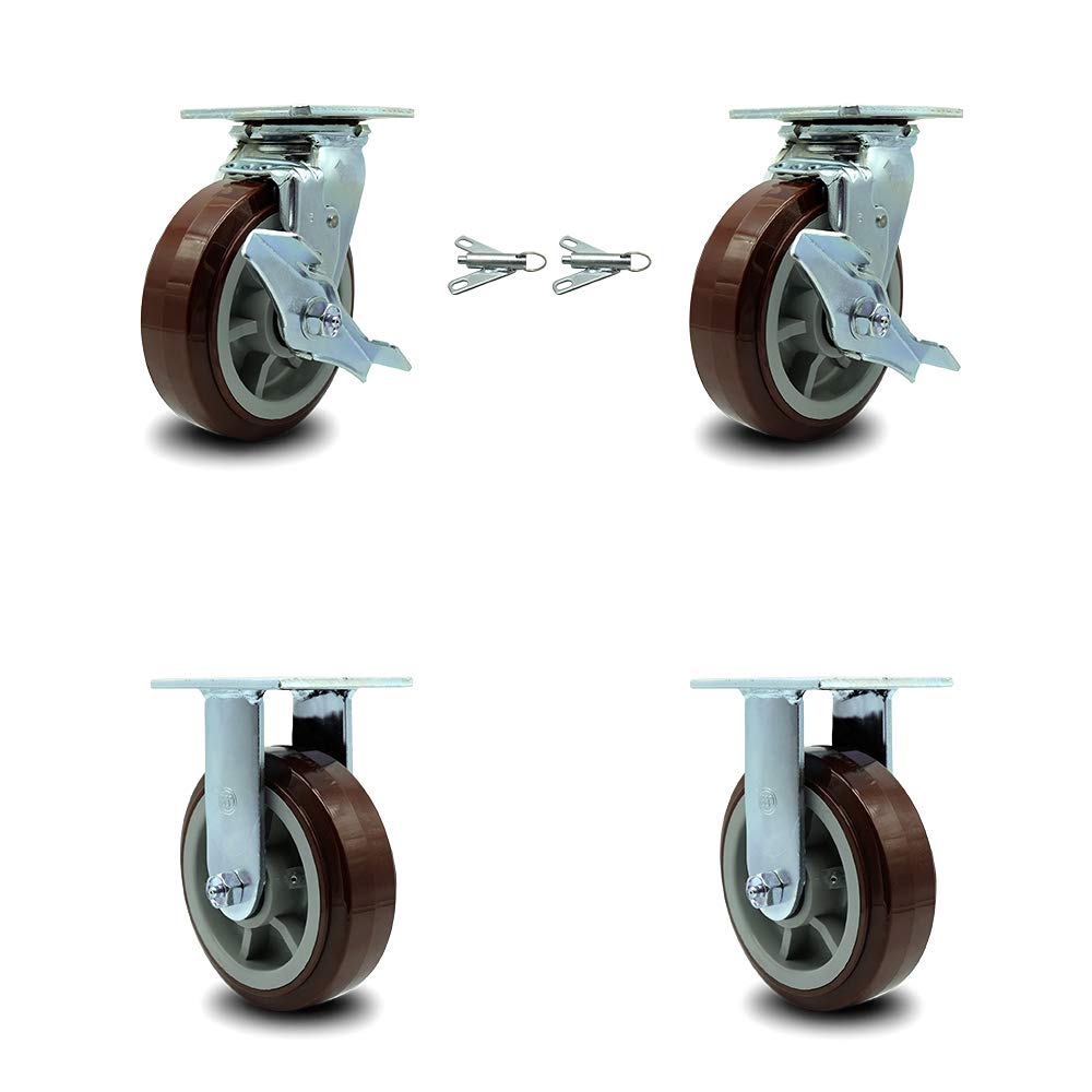 Heavy Duty Swivel Caster, Non-Marking Polyurethane Wheel, 8 Size Pack of 2 V792