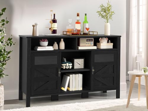 55'' Black Buffet Cabinet with Storage T204