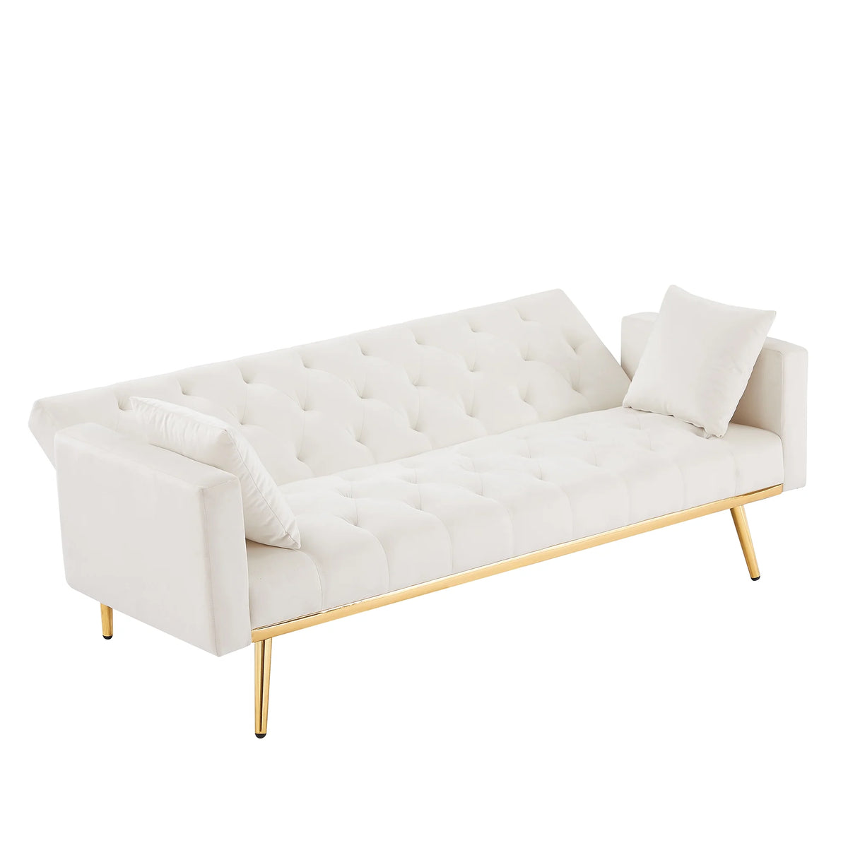 Cream White Convertible Folding Futon Sofa Bed H7294