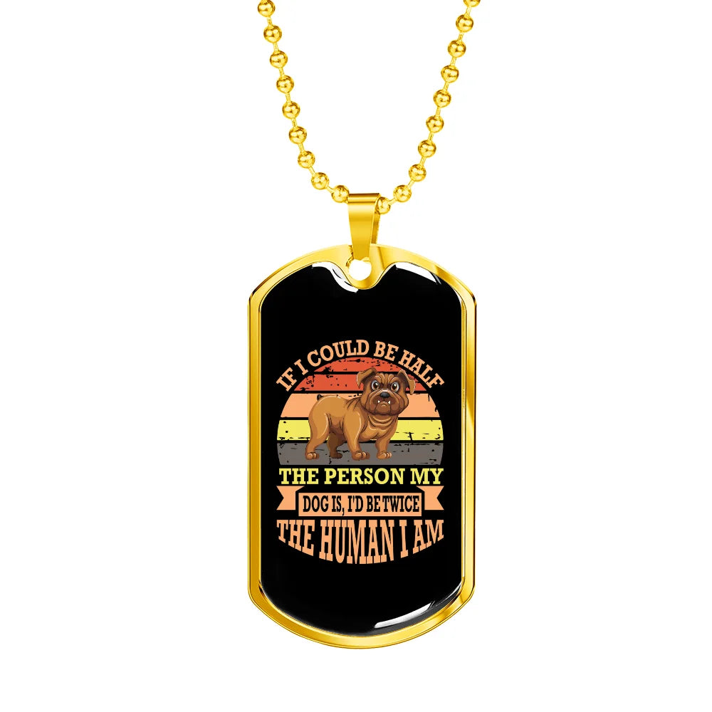 Peach Stainless Steel Dog Tag Necklace 24" Chain X20936