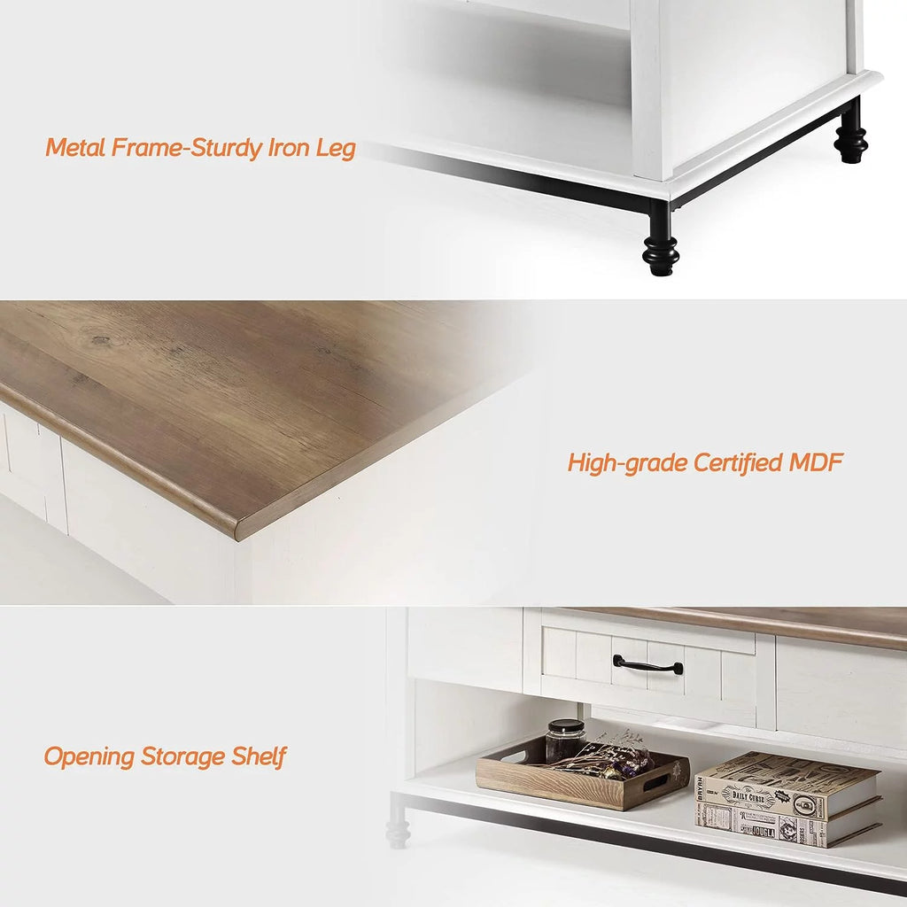 White Coffee Table with 1 Drawer and Storage Shelf J497859