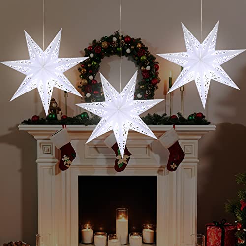 Star Paper Lanterns Lampshade with LED Light 20 Inches Warm Yellow F8750
