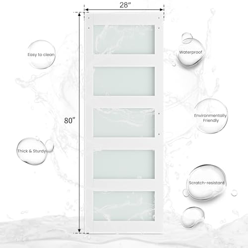36 x 84 in Glass Barn Door with 6.6FT Sliding Hardware Kit W76458