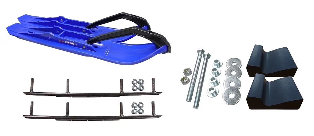 Blue XCS Snowmobile Skis with 8" Round Bars Complete Kit C743870