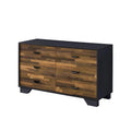 Walnut Black Manufactured Wood Six Drawers Double Dresser T931