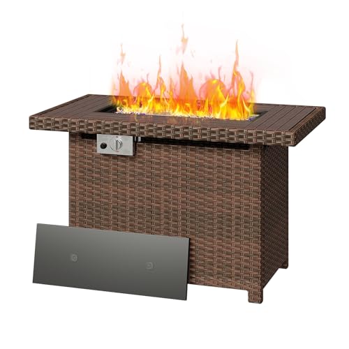 41" Propane Fire Pit Table 50,000 BTU with Removable Lid & Waterproof Cover Black I471383