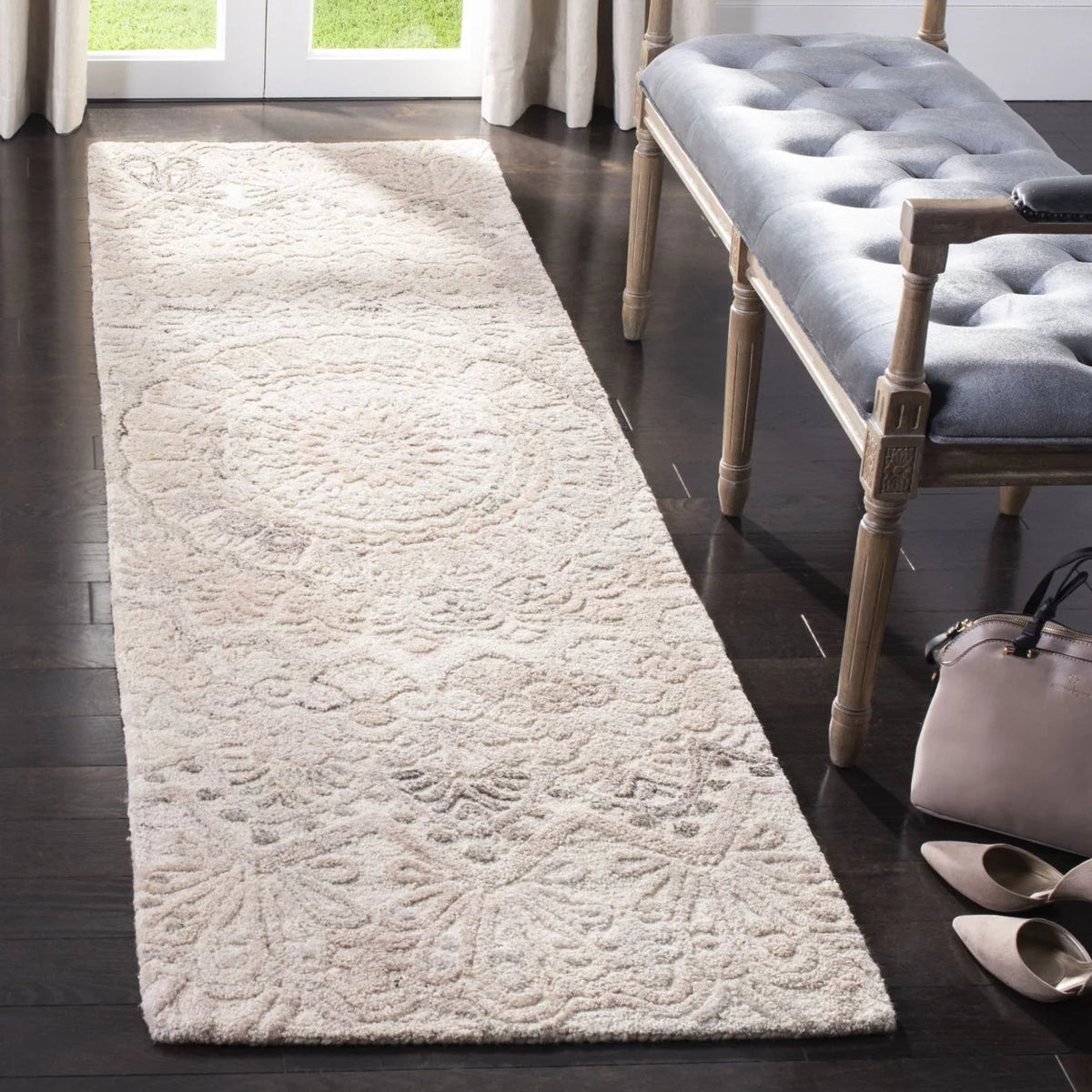 Handmade Beige Ivory Rug Y9845