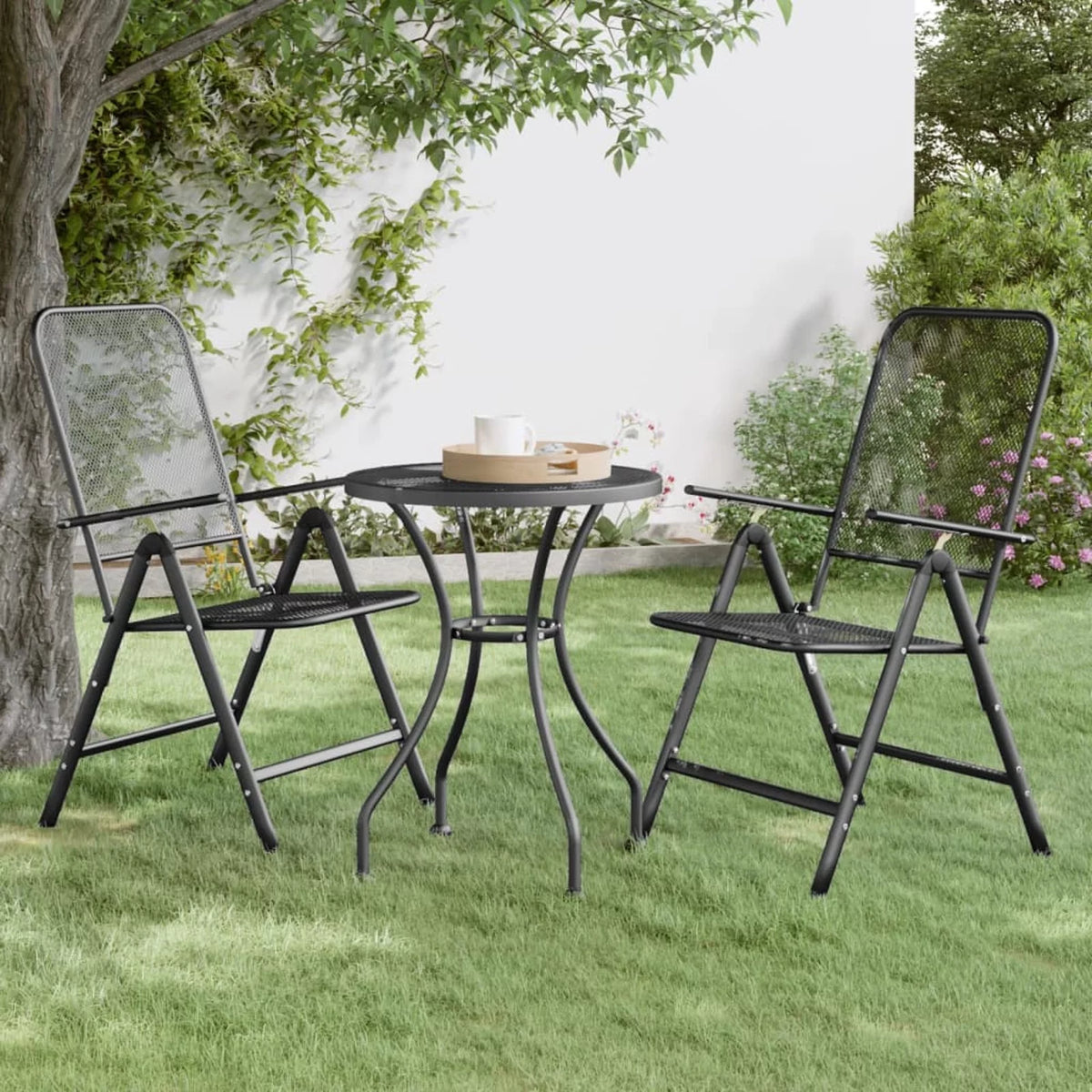 Folding Patio Chairs 2 pcs Metal Mesh Anthracite B3213