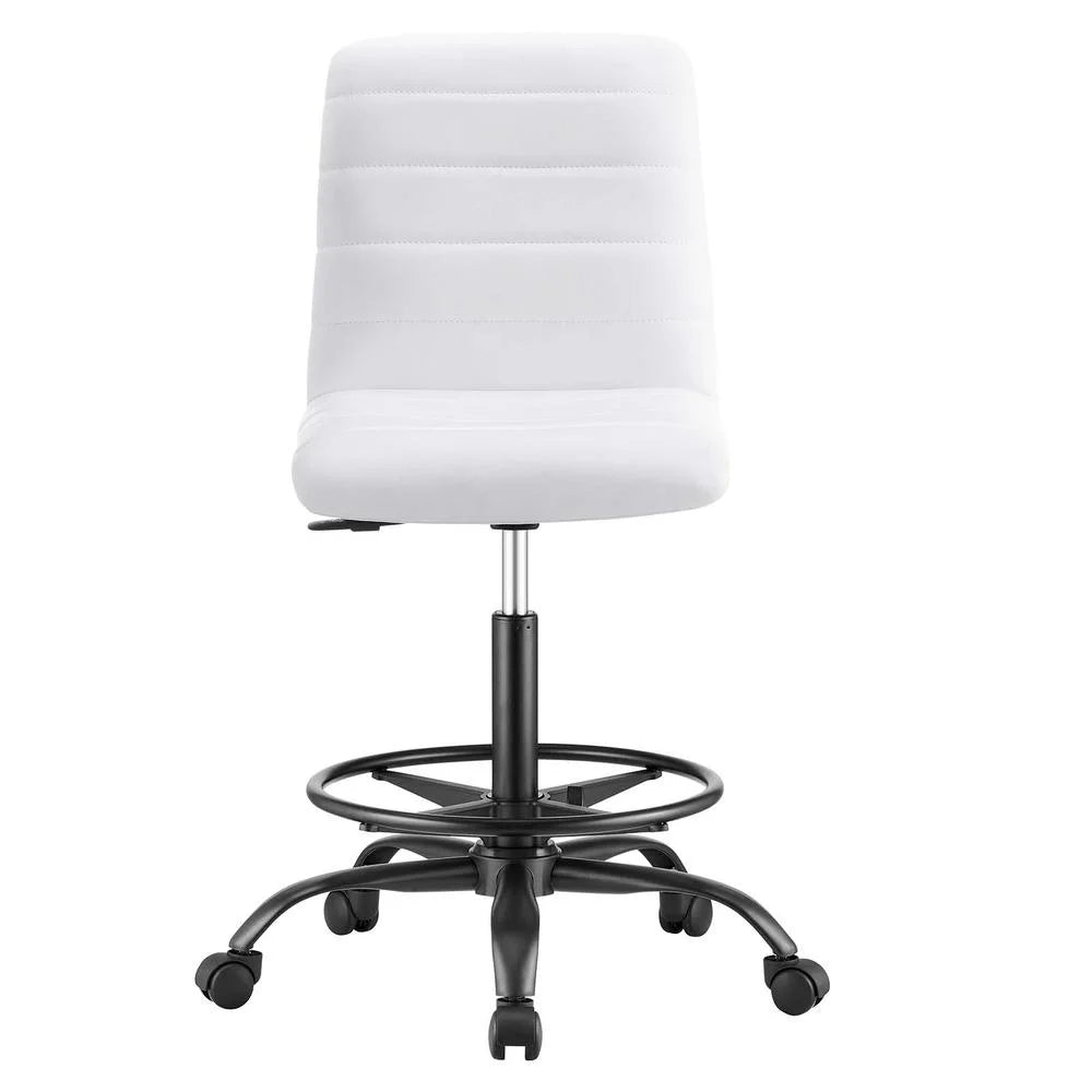 Black White Vegan Leather Drafting Chair N39755