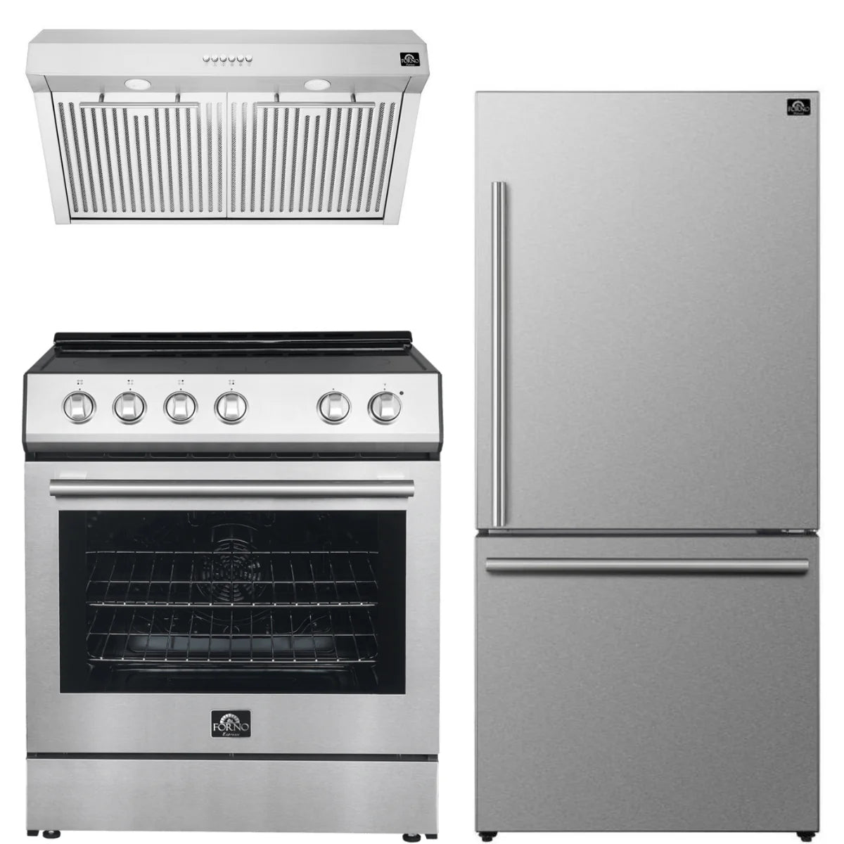 30 Electric Range, Range Hood and Refrigerator in Stainless Steel Z7038
