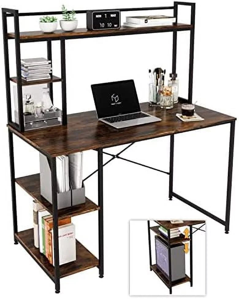 Computer Desk with Hutch and Shelves 47 Inch Adjustable S64362