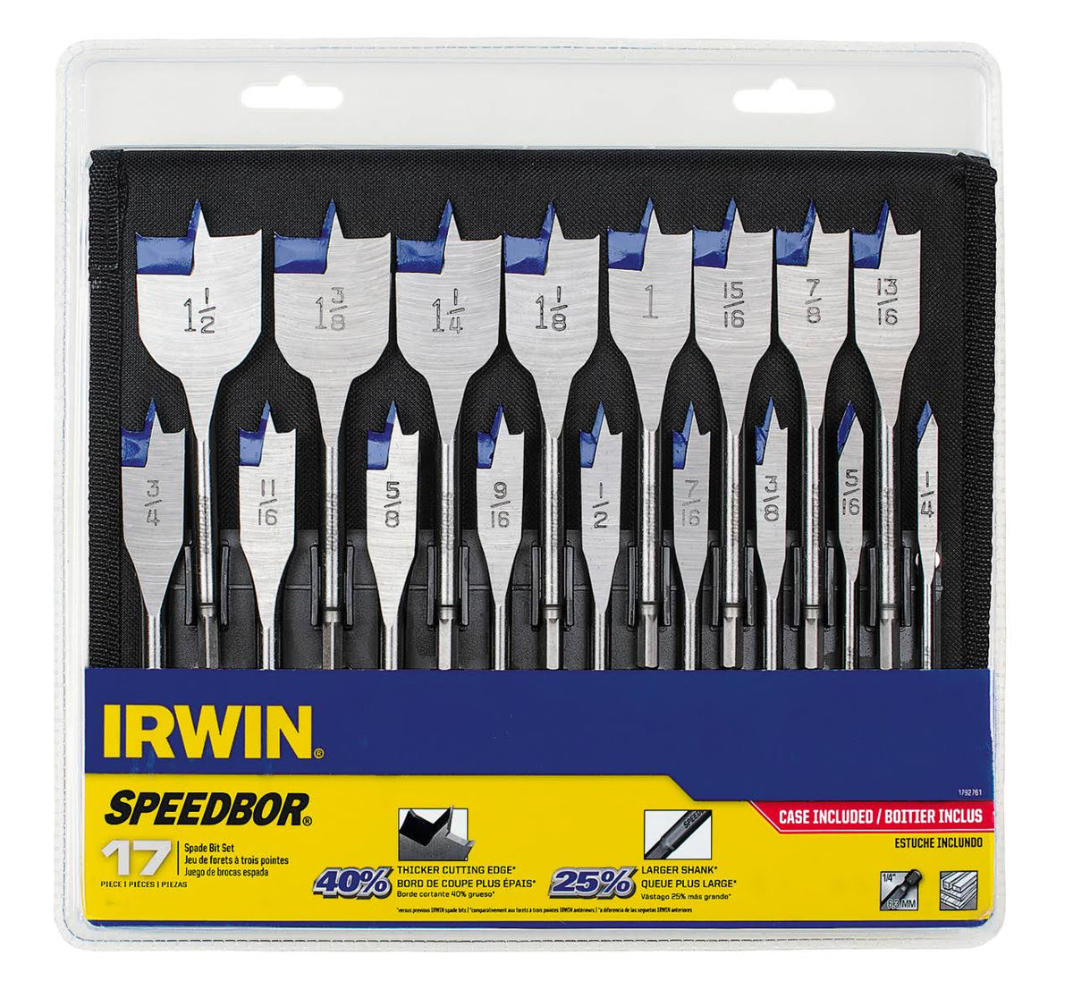 17-Piece Spade Bit Set with Storage Case X892350