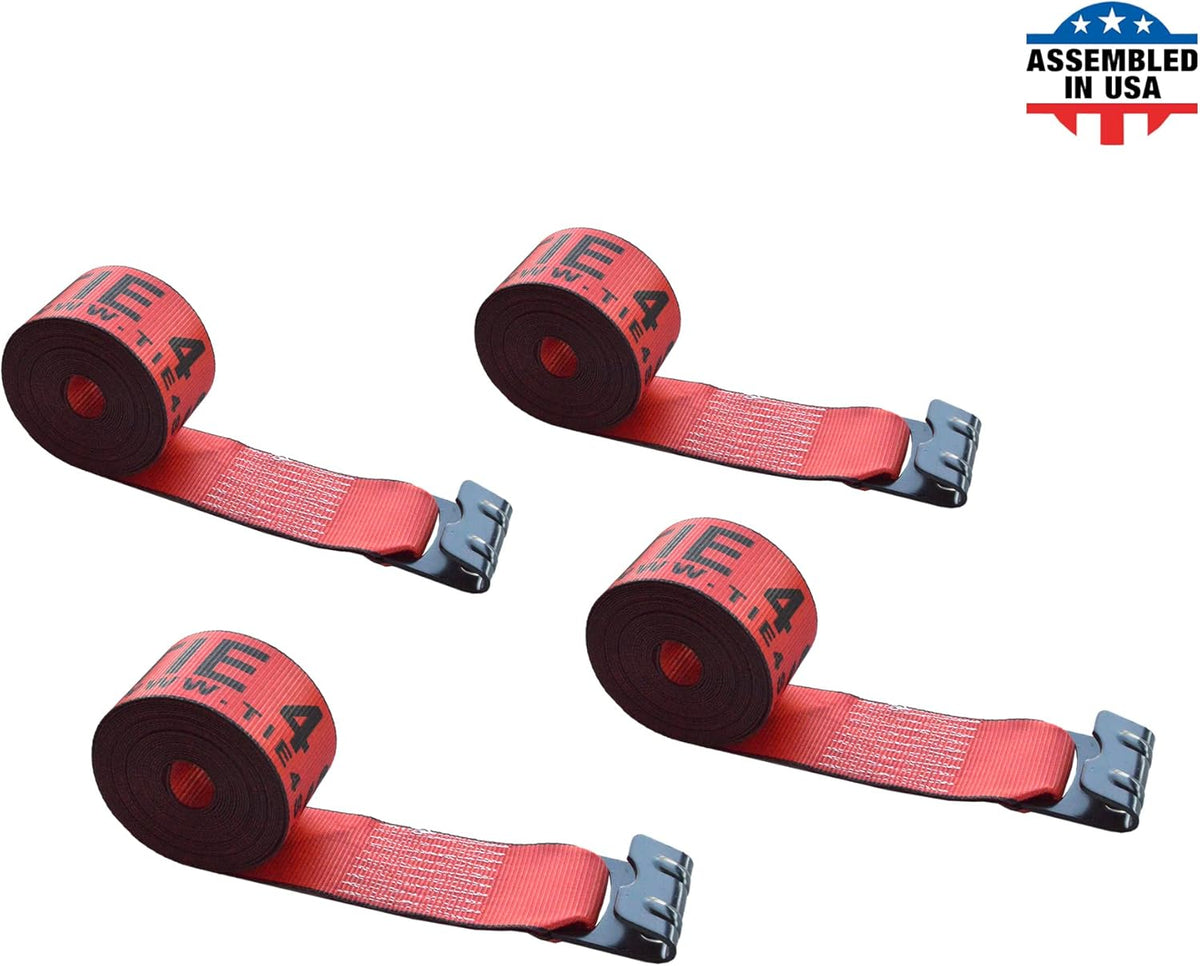 4 - Pack Yellow Heavy Duty Tie-Down Winch Strap with Flat Hooks N55276