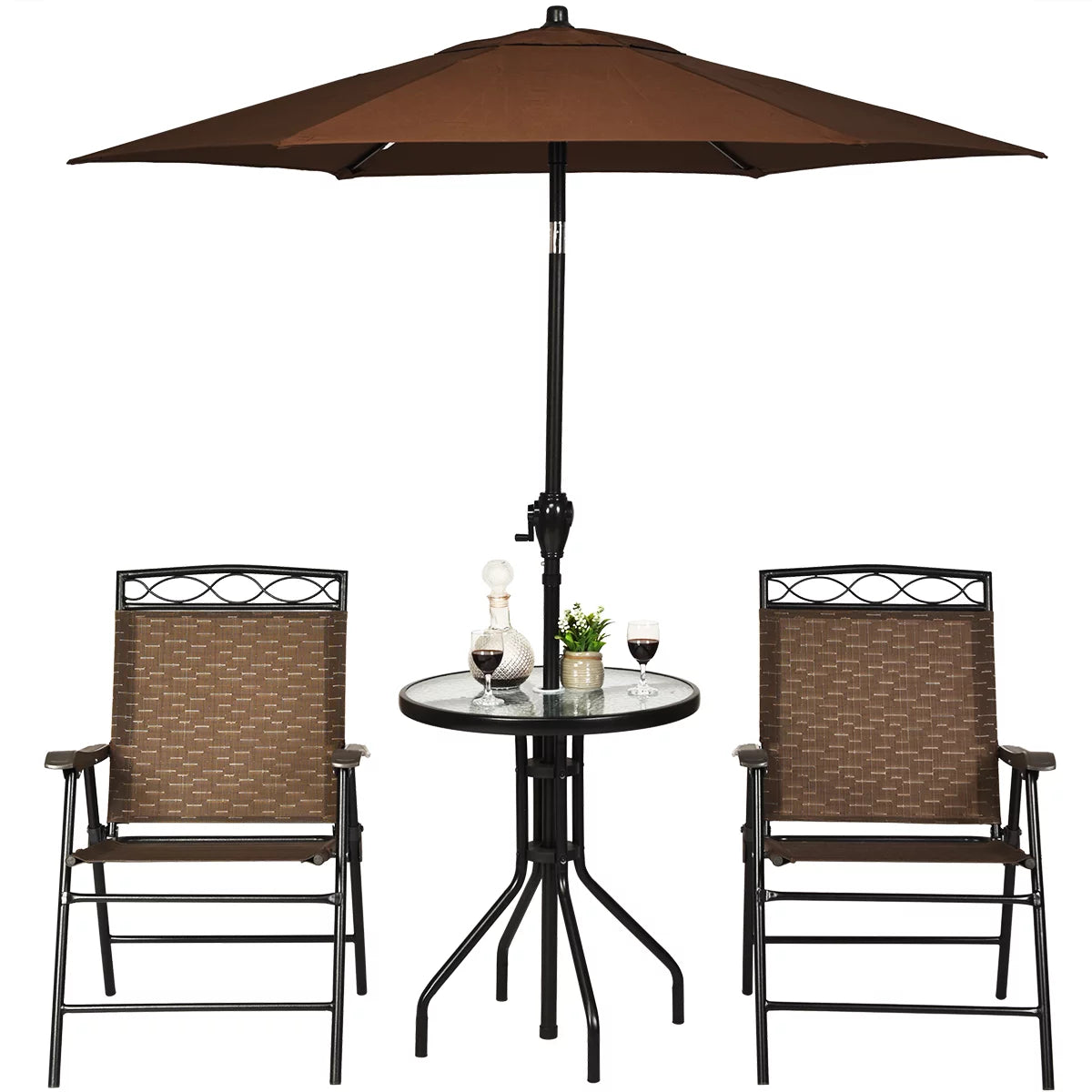 3PCS Bistro Set with Folding Chairs Table W72759