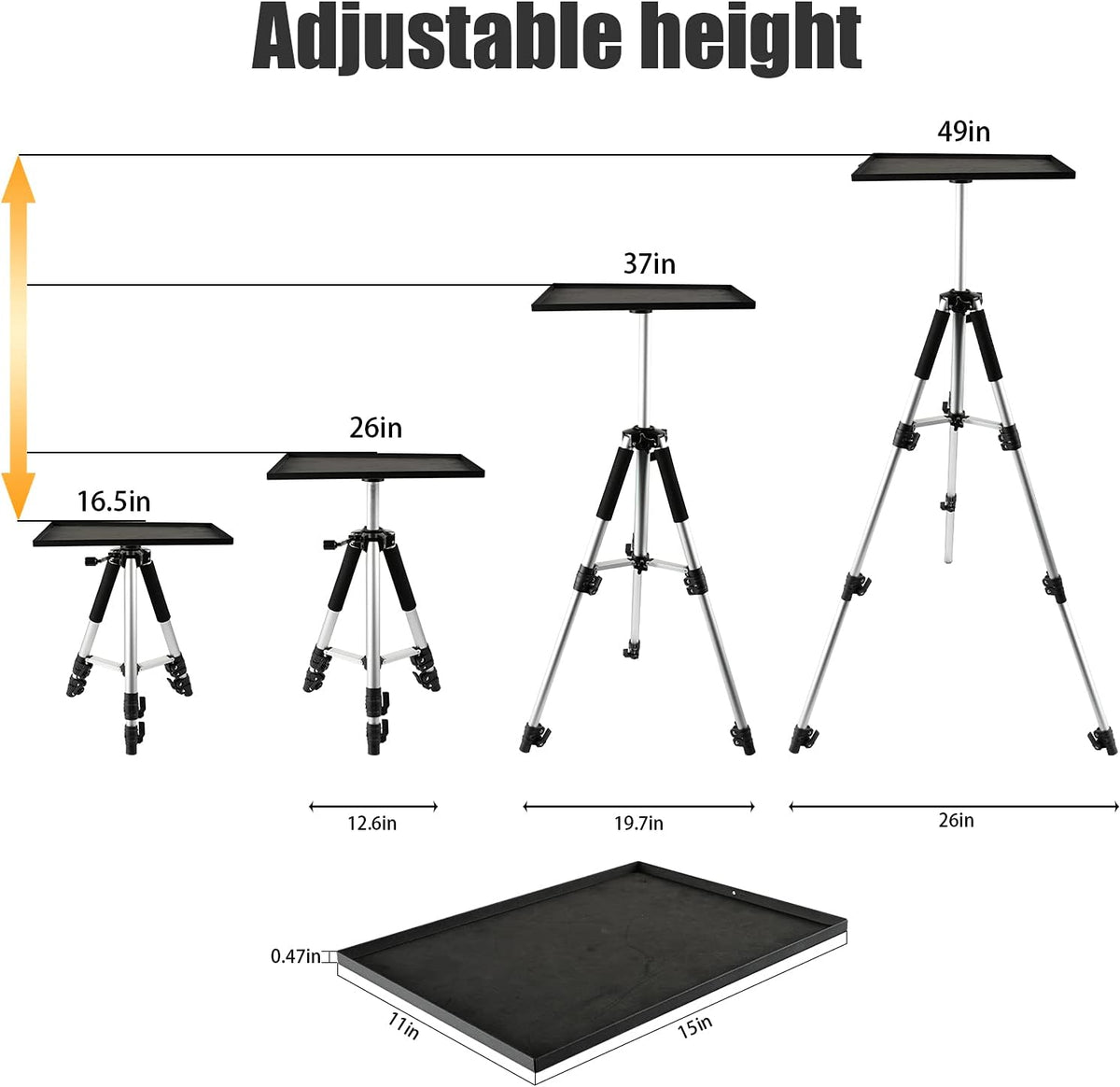 Aluminum Alloy Adjustable Height Tripod Stand with Carry Bag D7432