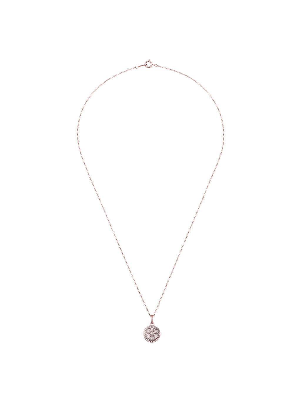 14kt Rose Gold-Plated Sterling Silver Diamond Pendant & Earring Set T181