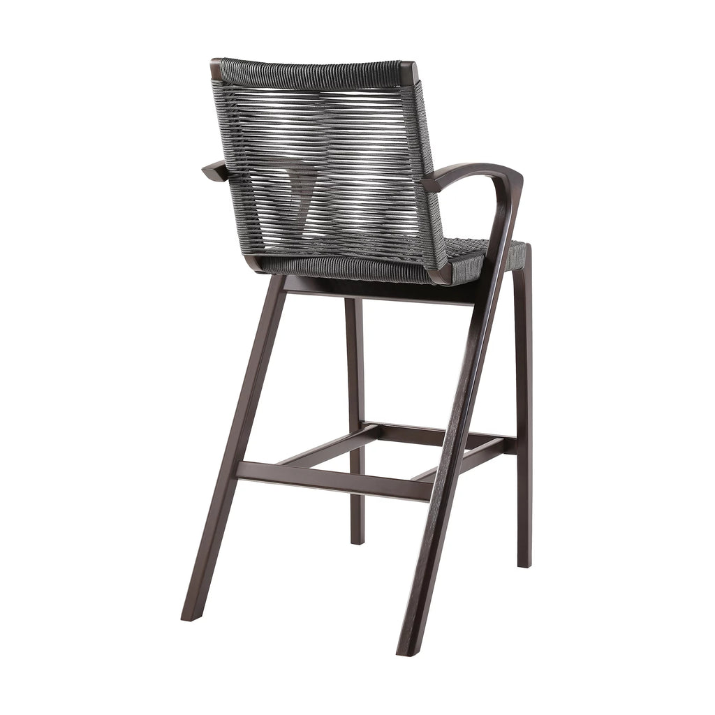 30" Outdoor Wood & Rope Bar Stool U86790