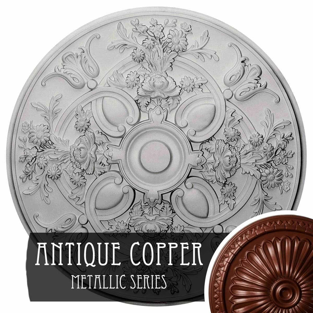 31 1/4x22OD x 2 1/4x22P Hand-Painted Platinum Ceiling Medallion L9985