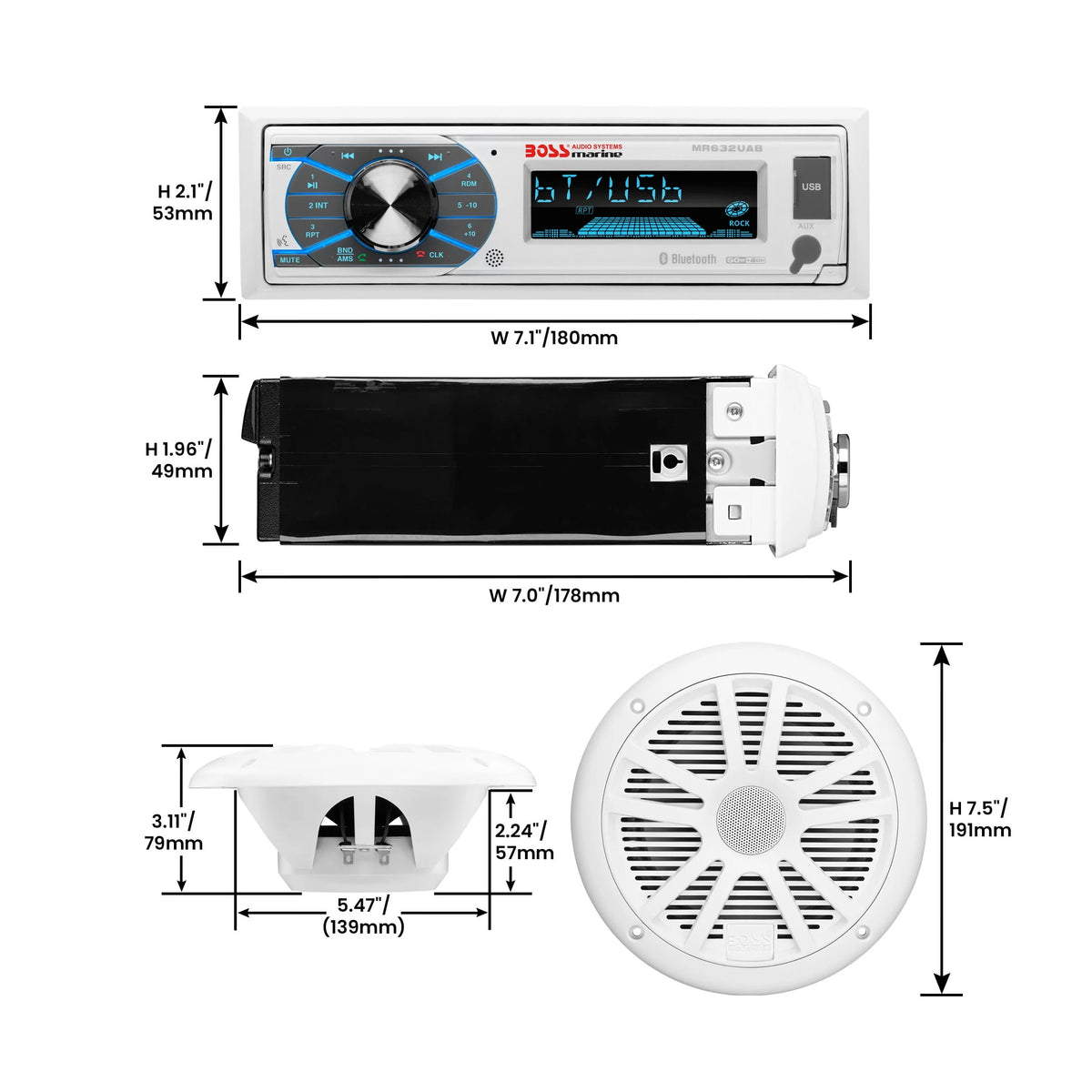 6.5 Inch Marine Speakers and AM/FM Receiver T9155