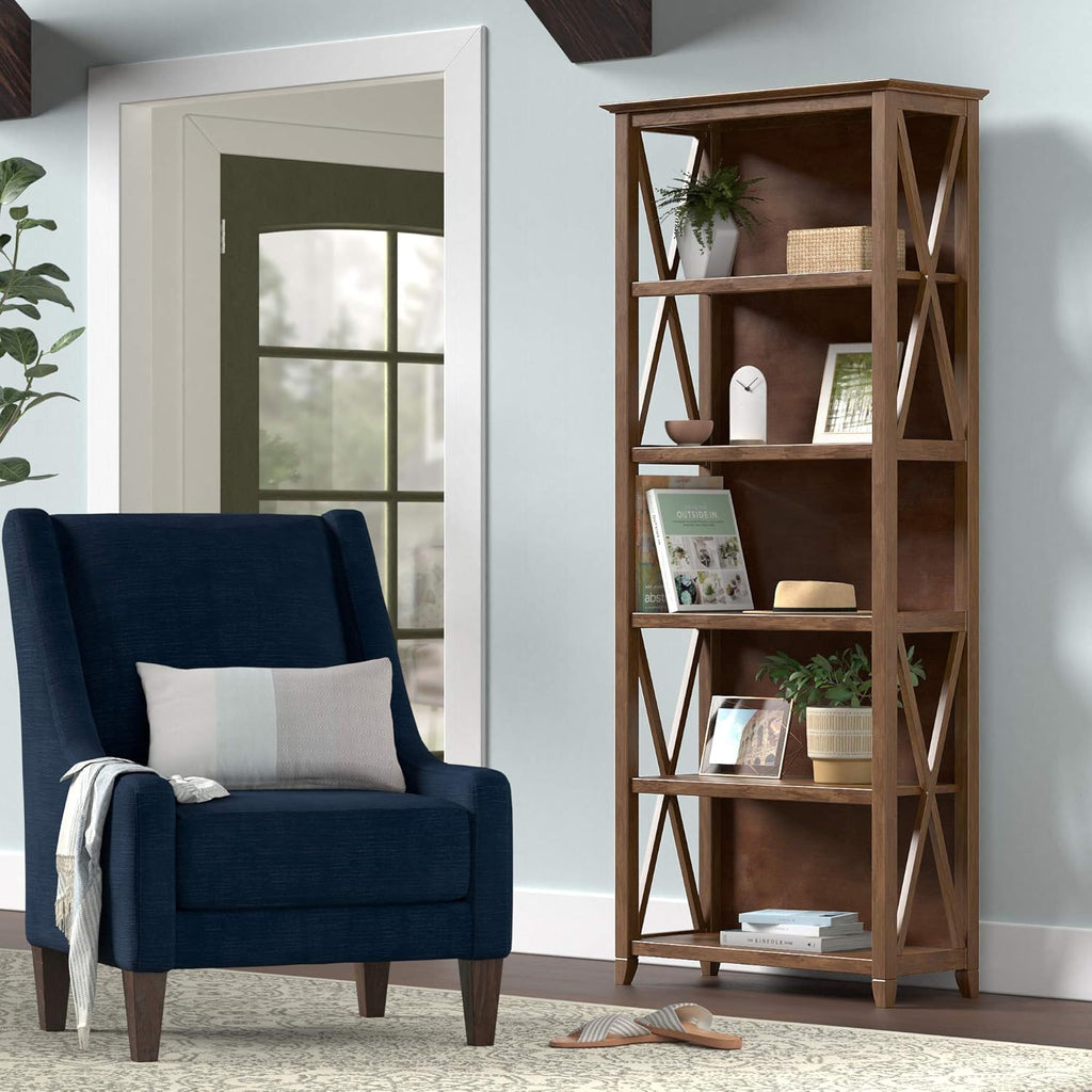 Weathered Oak Finish 5-Shelf Bookcase Q693065
