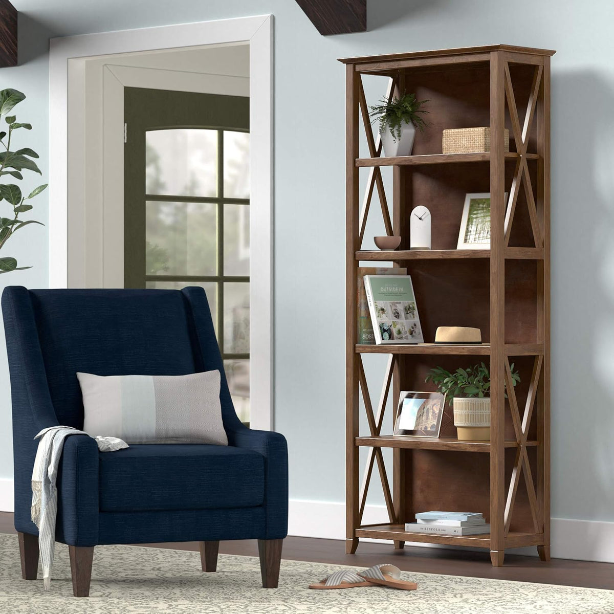 Weathered Oak Finish 5-Shelf Bookcase Q693065