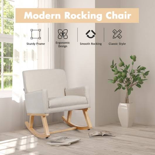 Beige Upholstered Rocking Armchair J951544