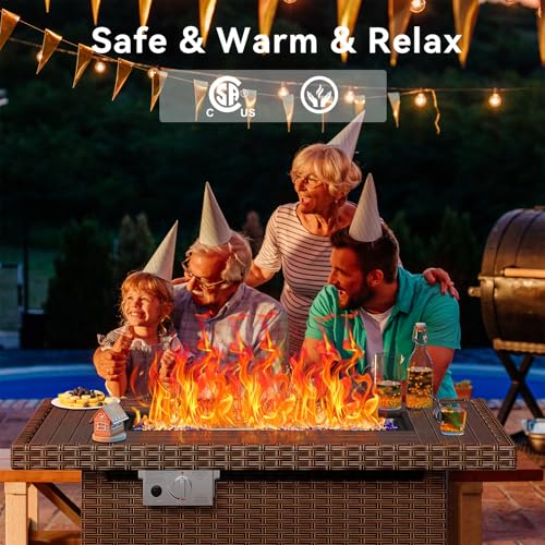 41" Propane Fire Pit Table 50,000 BTU with Removable Lid & Waterproof Cover Black I471383