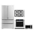 4 Piece Kitchen Package Gas Cooktop Electric Wall Oven Microwave French Door Refrigerator X118694