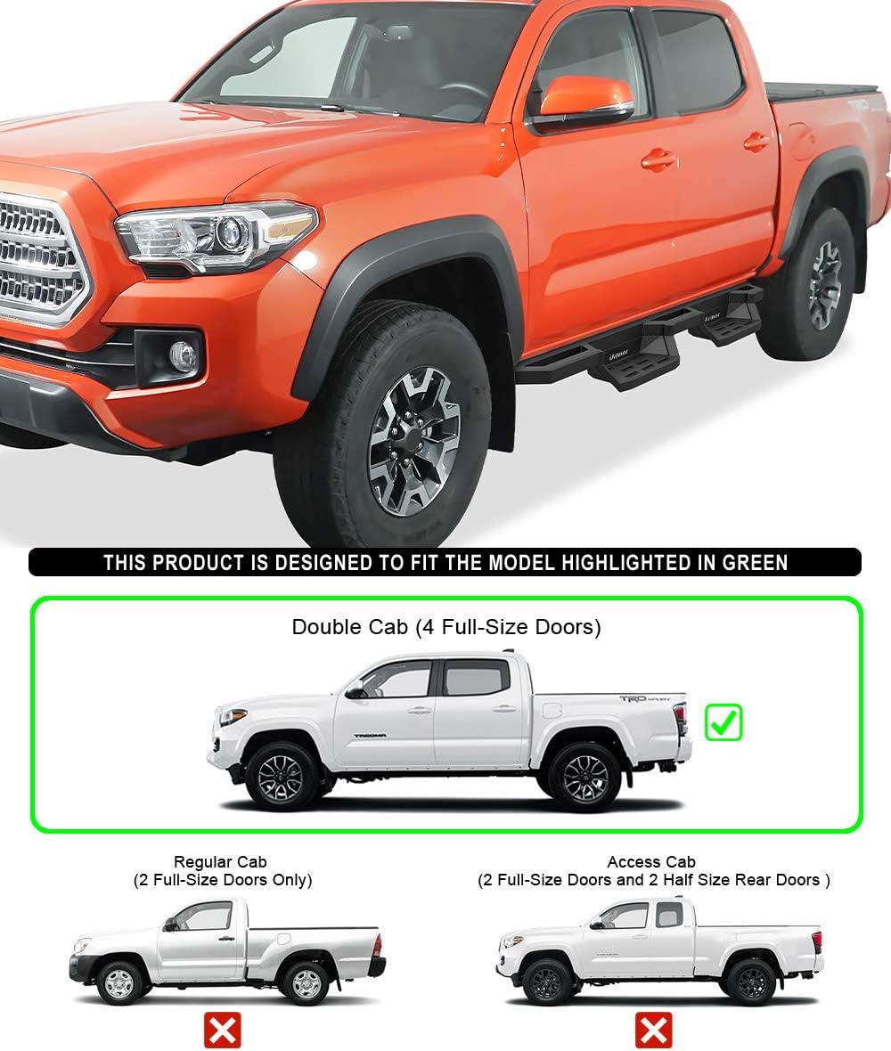 6.5in Nerf Bars Drop Steps Rocker Guards for Toyota Tacoma Double Cab Crew Cab S3143