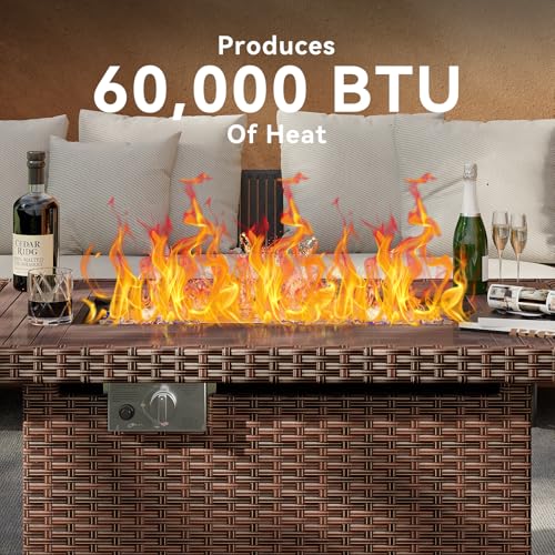 41" Propane Fire Pit Table 50,000 BTU with Removable Lid & Waterproof Cover Black I471383