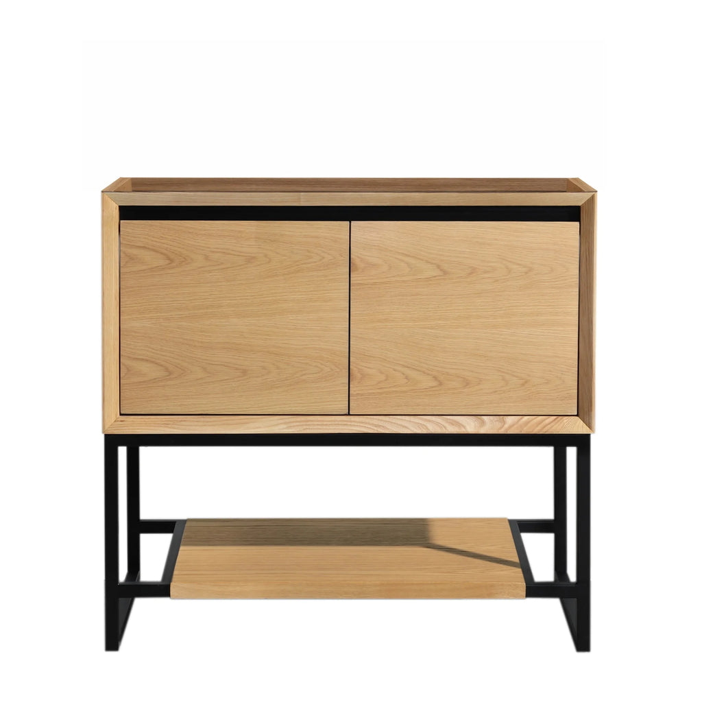36" Oak Wood and Stainless Steel Cabinet G954325