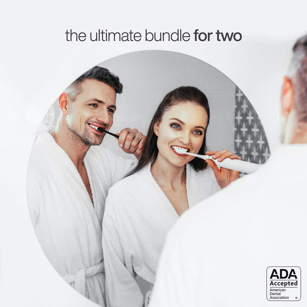 Electric Smart Toothbrush with 4 Modes, UV Sanitizing Base, 10 Brush Heads, 2 Travel Cases, Pack of 2 H85157